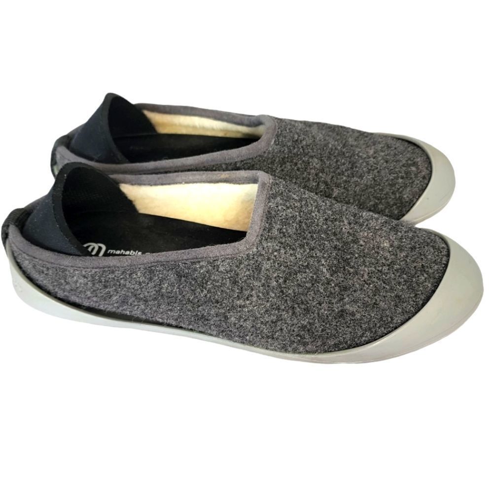 Mahabis Classic Wool Grey Removable Sole Slippers 38